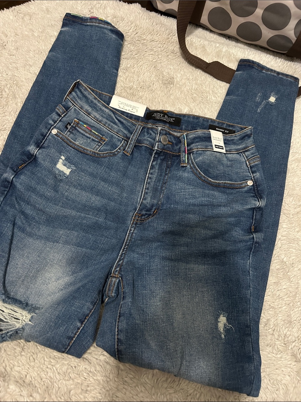 Judy Blue Medium Blue Distressed Skinny Jeans